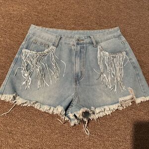 Jean shimmer shorts